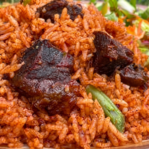 Jollof Rice with Beef Sauce